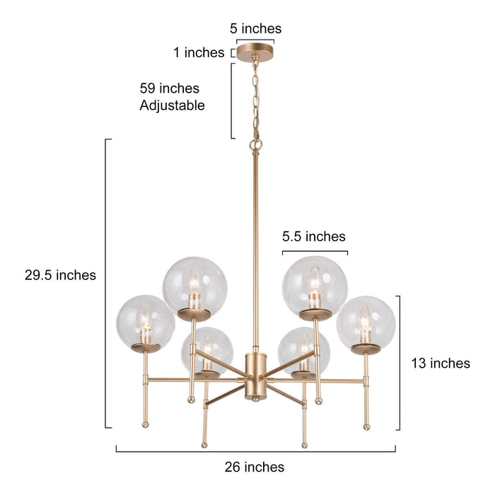 Tyrone 6-Light Gold Glass Radial Chandeliers