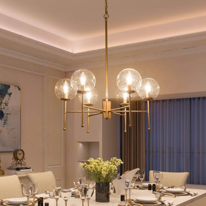 Tyrone 6-Light Gold Glass Radial Chandeliers