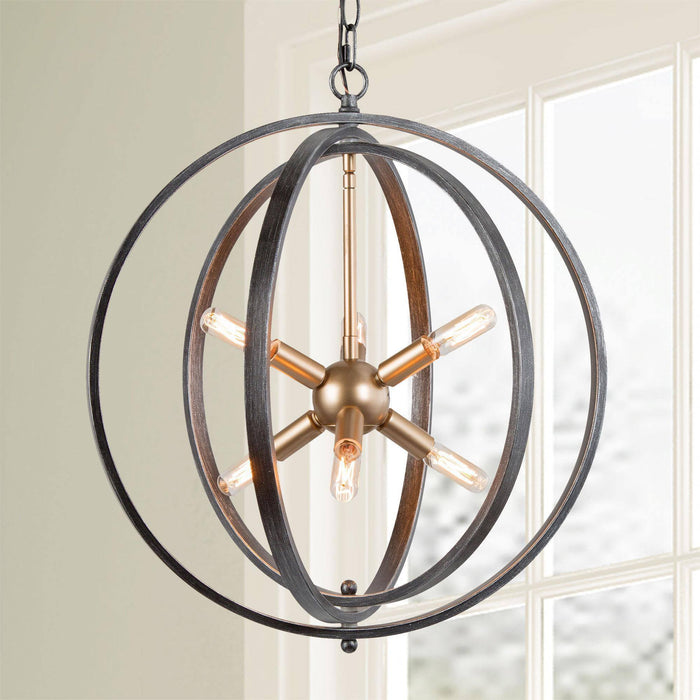 Donmiel 6-Light Black and Gold Chandelier