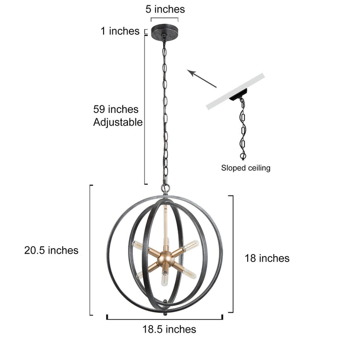 Donmiel 6-Light Black and Gold Chandelier