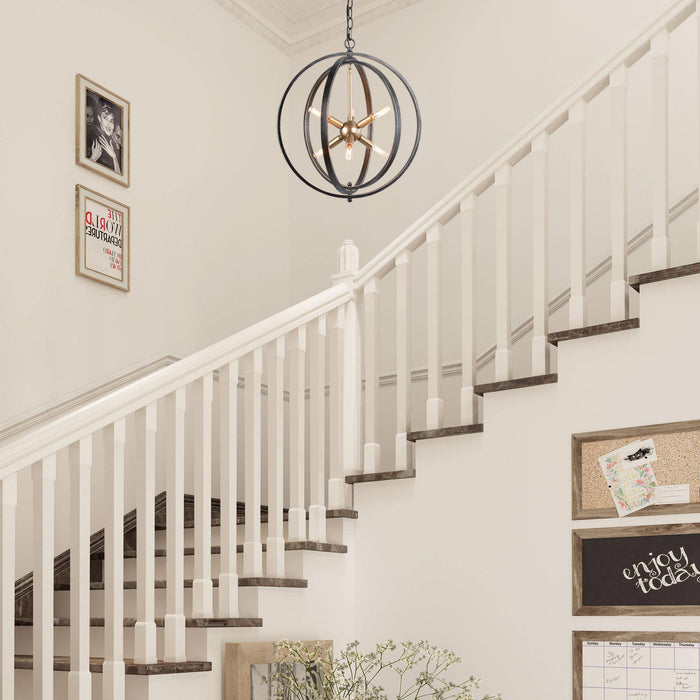 Donmiel 6-Light Black and Gold Chandelier