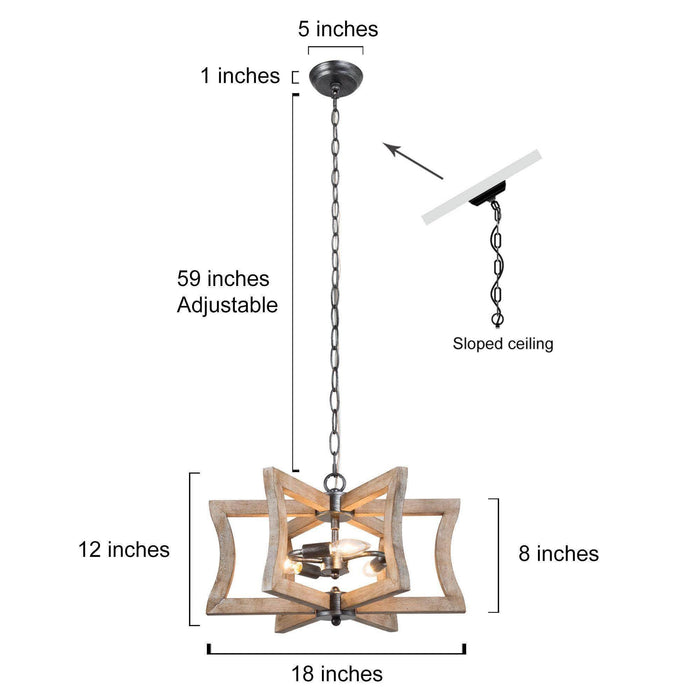 Moralar 3-Light Wood Chandelier