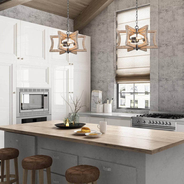 Moralar 3-Light Wood Chandelier