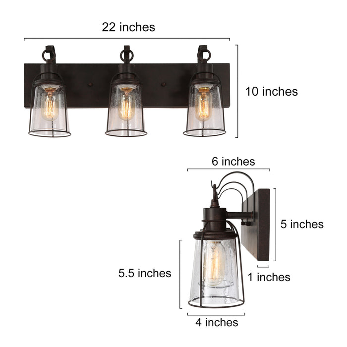 Myrene 3-Light Rust Bathroom Vanity Lights