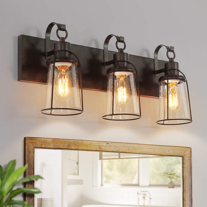 Myrene 3-Light Rust Bathroom Vanity Lights