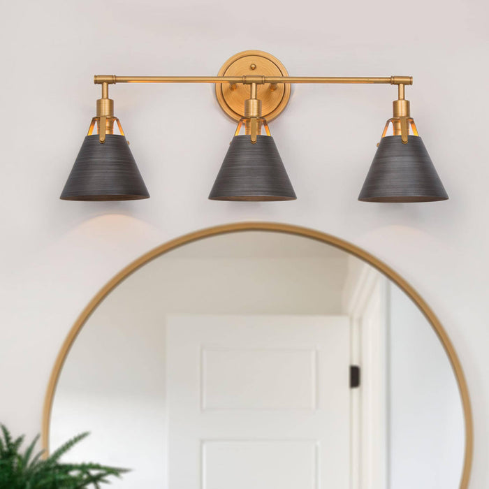 Ives 3-Light Black and Gold Bathroom Vanity Light