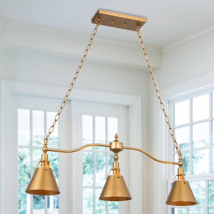 Ives 3-Light Gold Metal Island Light