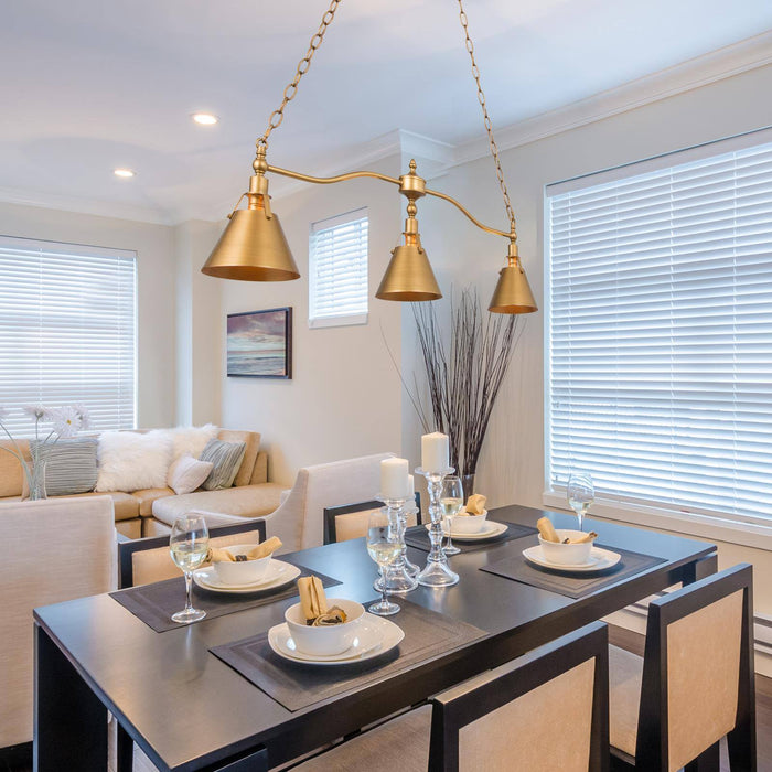 Ives 3-Light Gold Metal Island Light