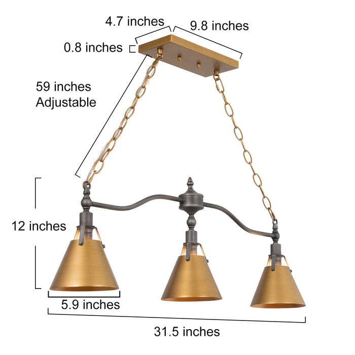Ives 3-Light Gold Island Light