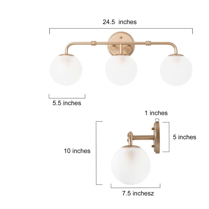 Thalum 3-Light White And Gold Vanity Light