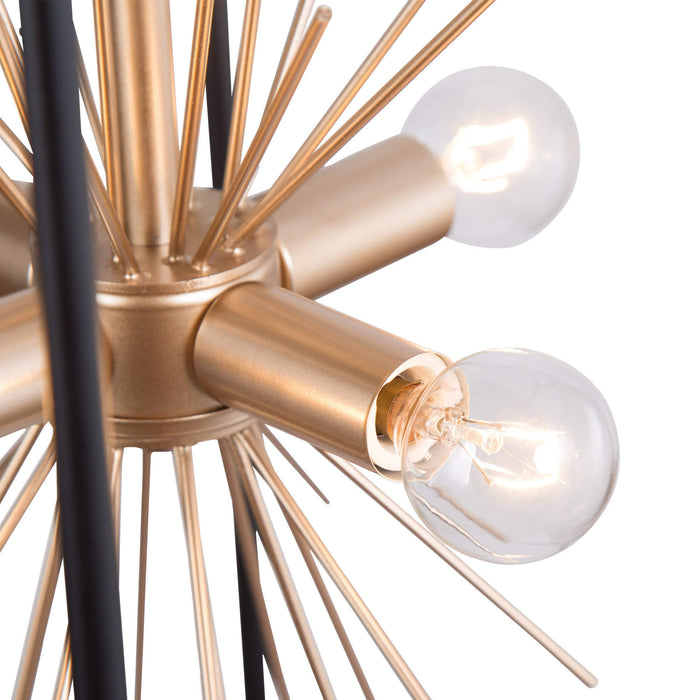 Lanmin 4-Light Black and Gold Metal Cylinder Chandeliers