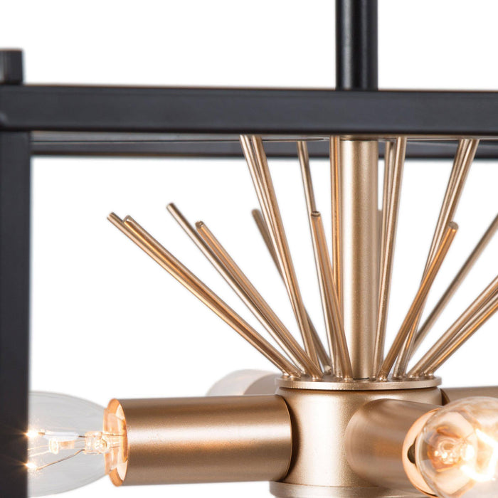 Lanmin 4-Light Black and Gold Semi-Flush Mount Light