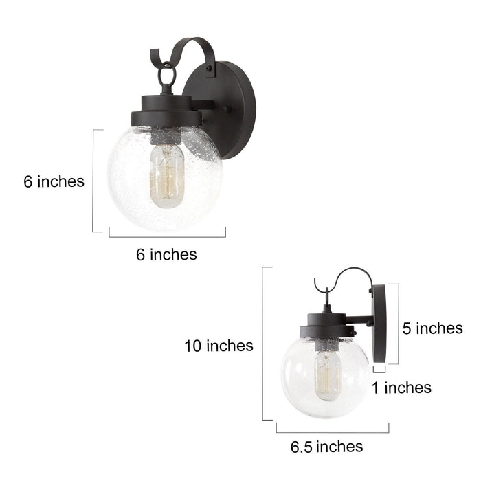 Estril 1-Light Black Seeded Glass Outdoor Wall Light