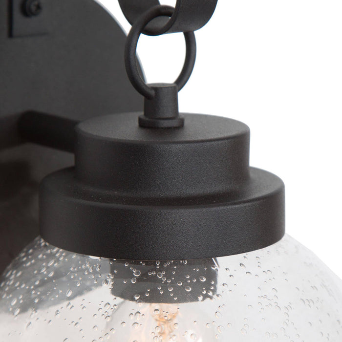 Estril 1-Light Black Seeded Glass Outdoor Wall Light