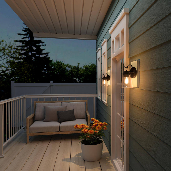 Jiegger 1-Light Black And Silver Outdoor Wall Lights Set of 2