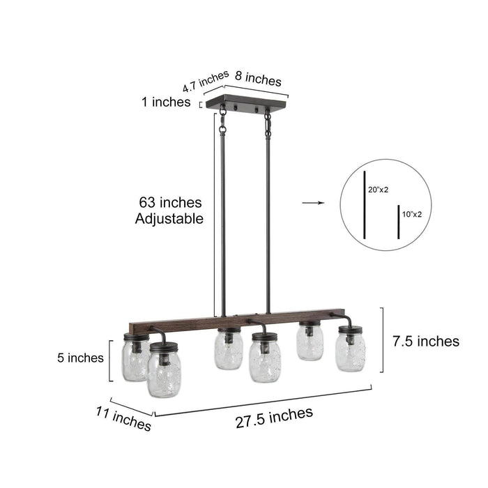 Amthyis 6-Light Wood Island Light