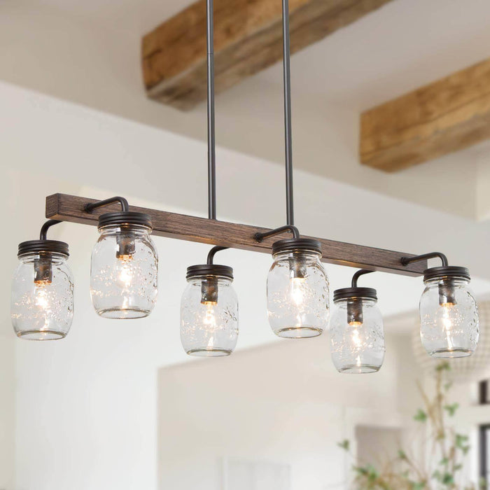 Amthyis 6-Light Wood Island Light