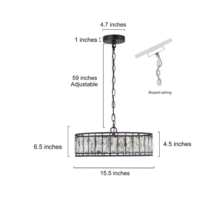 Chispa 3-Light Black Crystal Chandelier