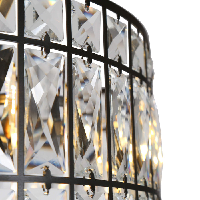 Chispa 3-Light Black Crystal Drum Chandelier
