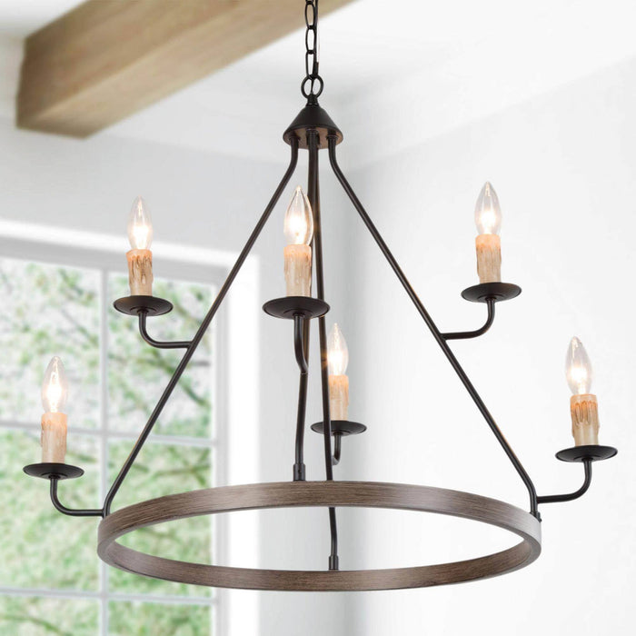 Lirenne 6-Light Wood Chandelier