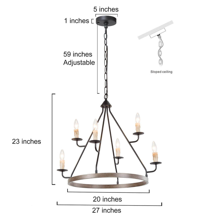 Lirenne 6-Light Wood Chandelier