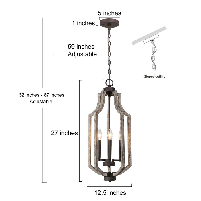 Reyliss 3-Light Wood Chandelier