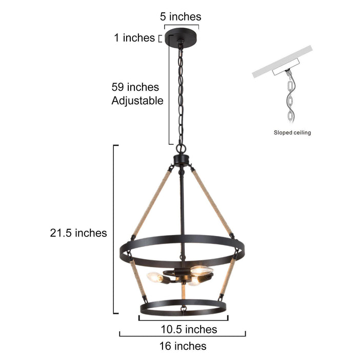 Claufer 3-Light Black Chandelier