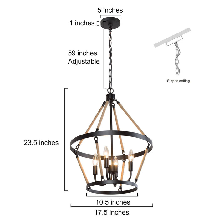 Claufer 4-Light Black Chandelier