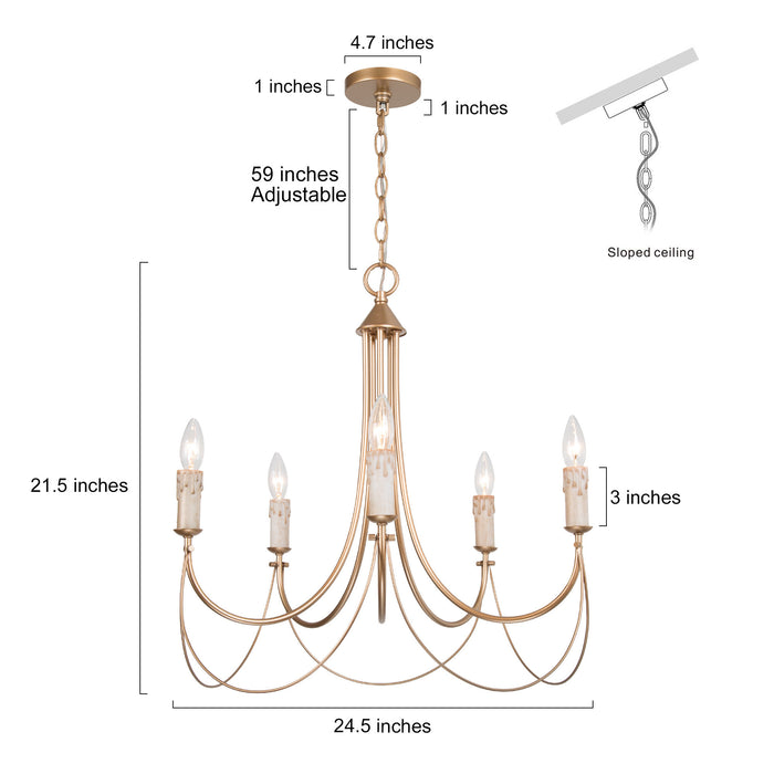 Amonsa 5-Light Gold Chandelier