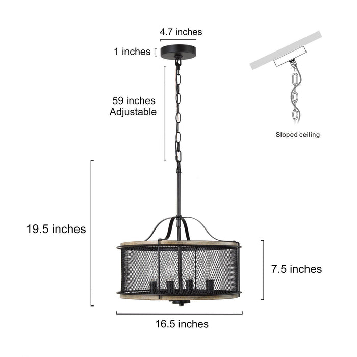 Ophrys 4-Light Black Chandelier