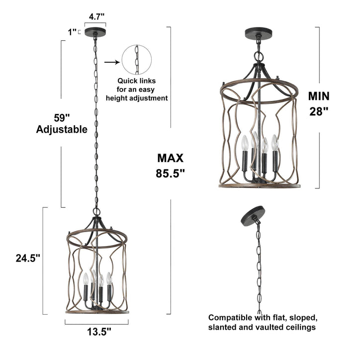 Celosia 4-Light Metal Chandelier