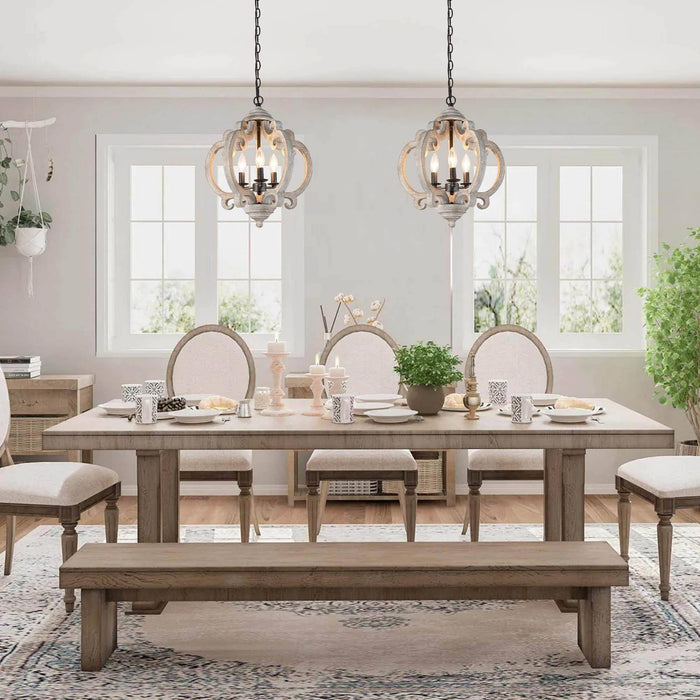 Euexia 3-Light Wood Lantern Chandelier