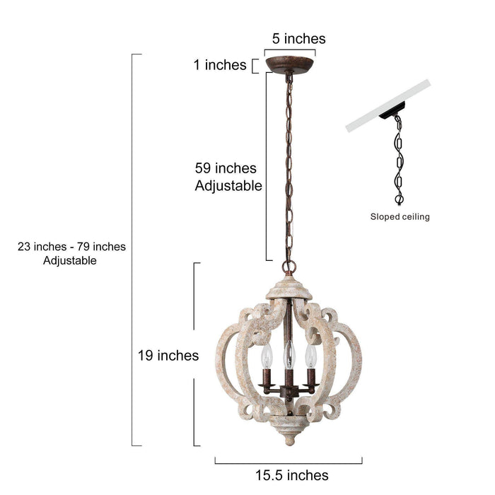 Euexia 3-Light Wood Chandelier