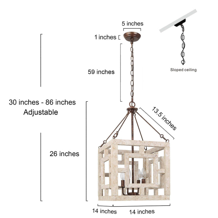 Ferdino 4-Light Wood Chandelier