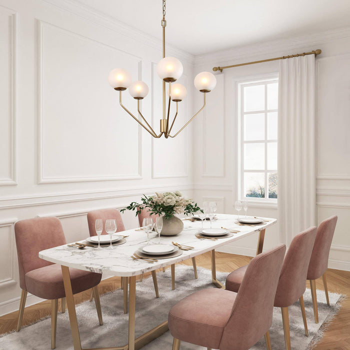 Eukolon 5-Light Gold Frosted Glass Chandelier