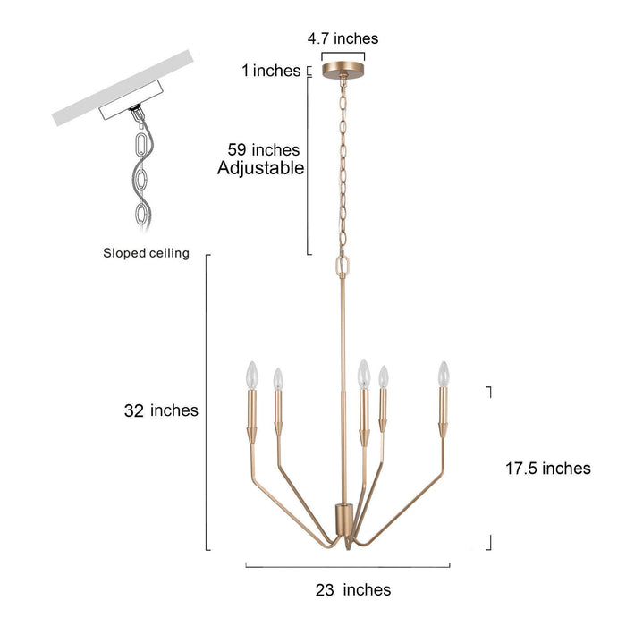 Eukolon 5-Light Gold Chandelier