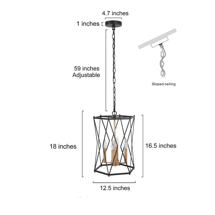 Janice 4-Light Black and Gold Metal Chandeliers