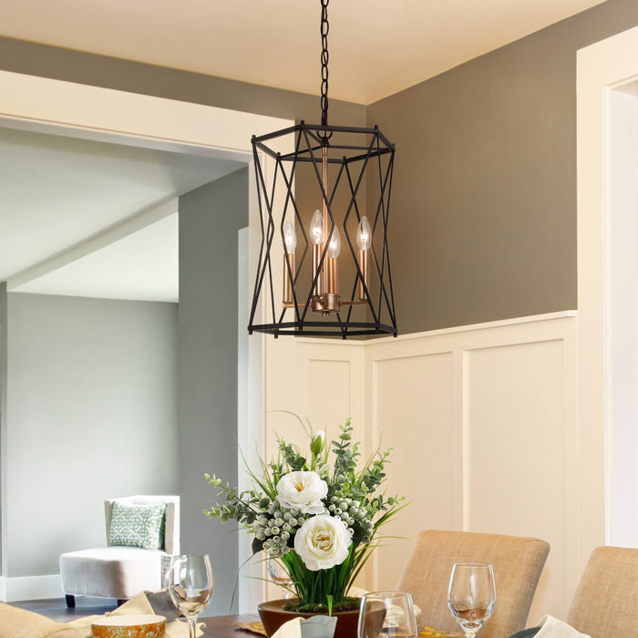Janice 4-Light Black and Gold Metal Chandeliers