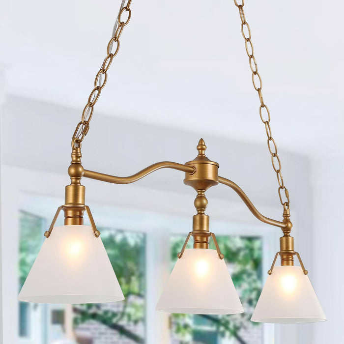 Ives 3-Light White And Gold Island Light