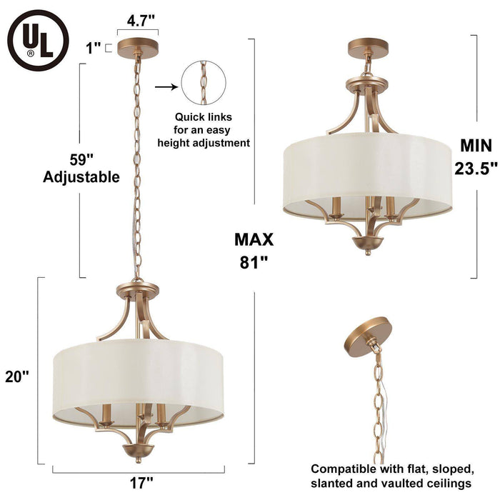 Gendrel 3-Light Gold Chandelier