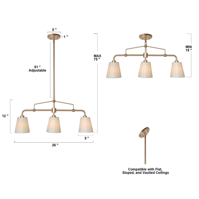 Capene 3-Light Fabric Shade Island Light