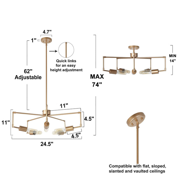 Cyphyn 5-Light Gold Chandelier