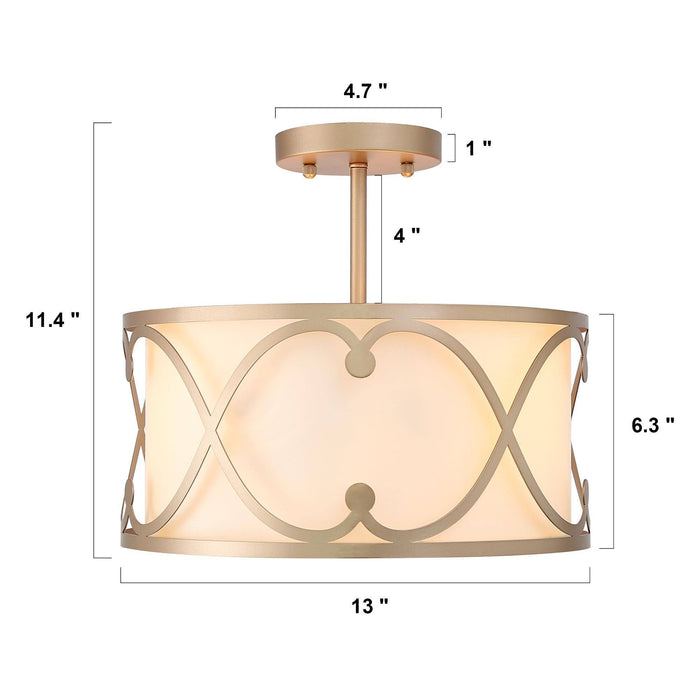 Cumrel 3-Light Gold Semi-Flush Mount Light