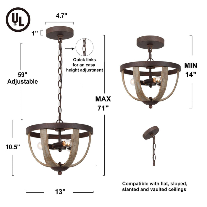 Kcarys 3-Light Wood Chandelier