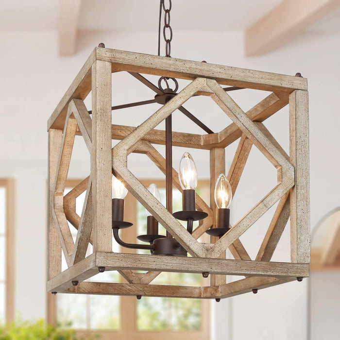 Eldrion 4-Light Wood Square Chandelier