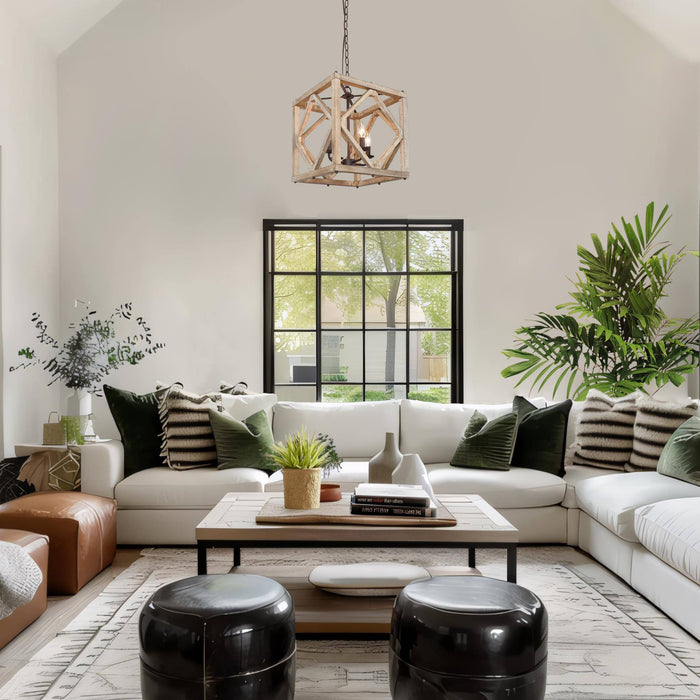 Eldrion 4-Light Wood Square Chandelier