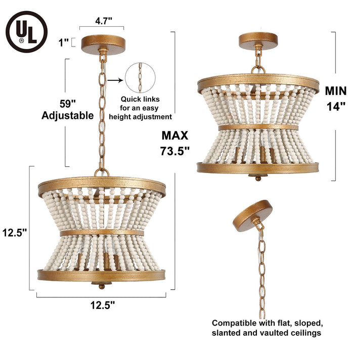 Cassire 3-Light Gold Chandelier