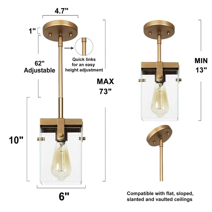 Pernvs 1-Light Gold Pendant Light