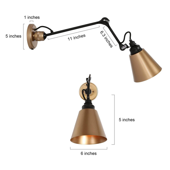 Celene 1-Light Black and Gold Swing Arm Lights Set of 2