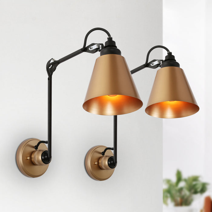 Celene 1-Light Black and Gold Swing Arm Lights Set of 2